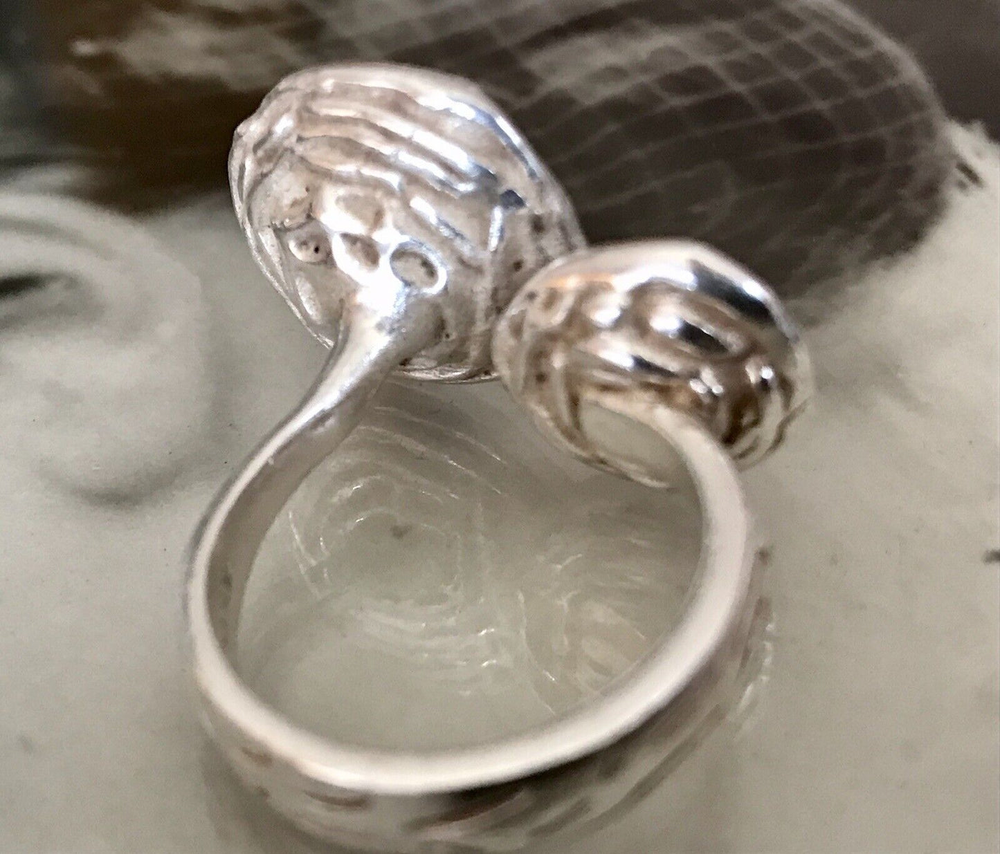 Vintage Modernist Designer DAMEN RING 925 Silber ADK Gr.58- 60 Perlen