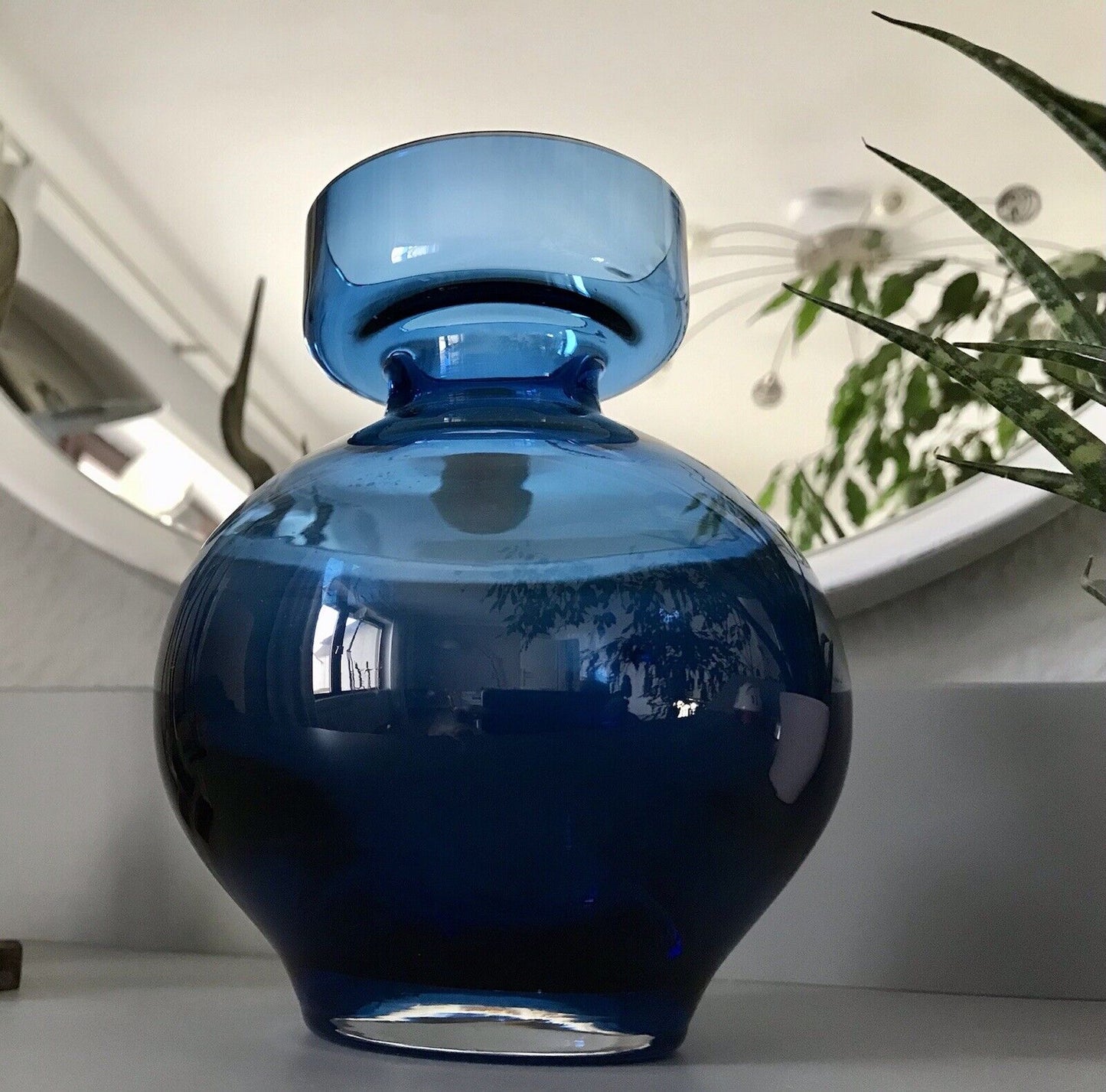 Vintage 60er Design Glasvase Glas Blau Vase Mid Century Schön als Zwiebelglas