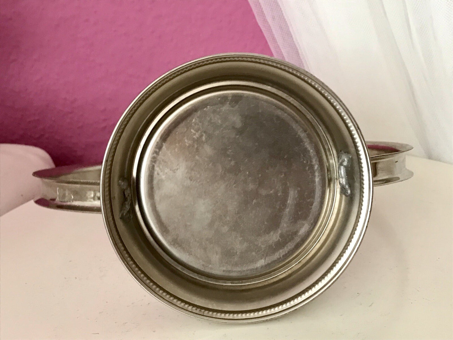Antik Art Déco Schale Tafelaufsatz Pressglas Metallmontur Korb