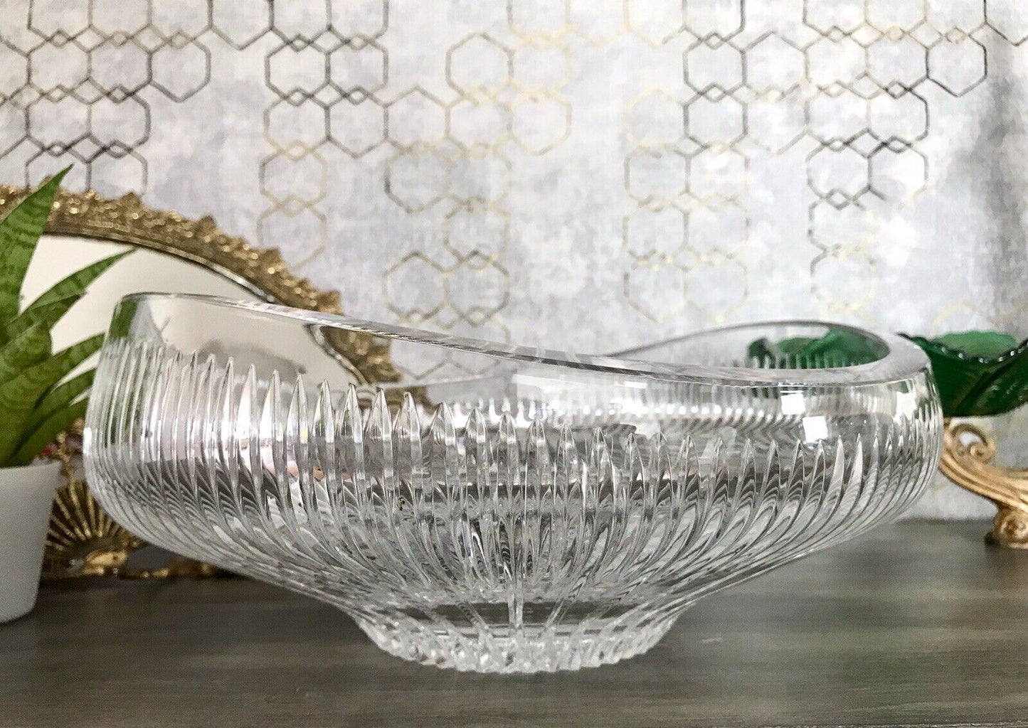 Vintage EDEL Bleikristall Schale Glasschale Kristallglas Glas Groß Schliff
