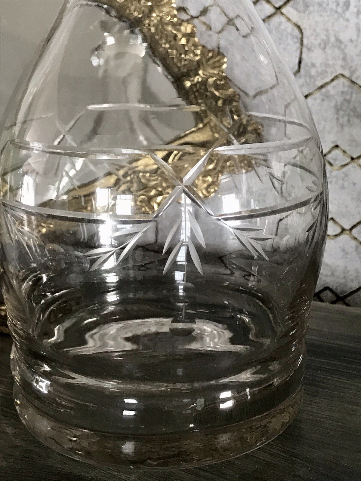Antik Vintage Glaskaraffe Karaffe Zier- Schliff