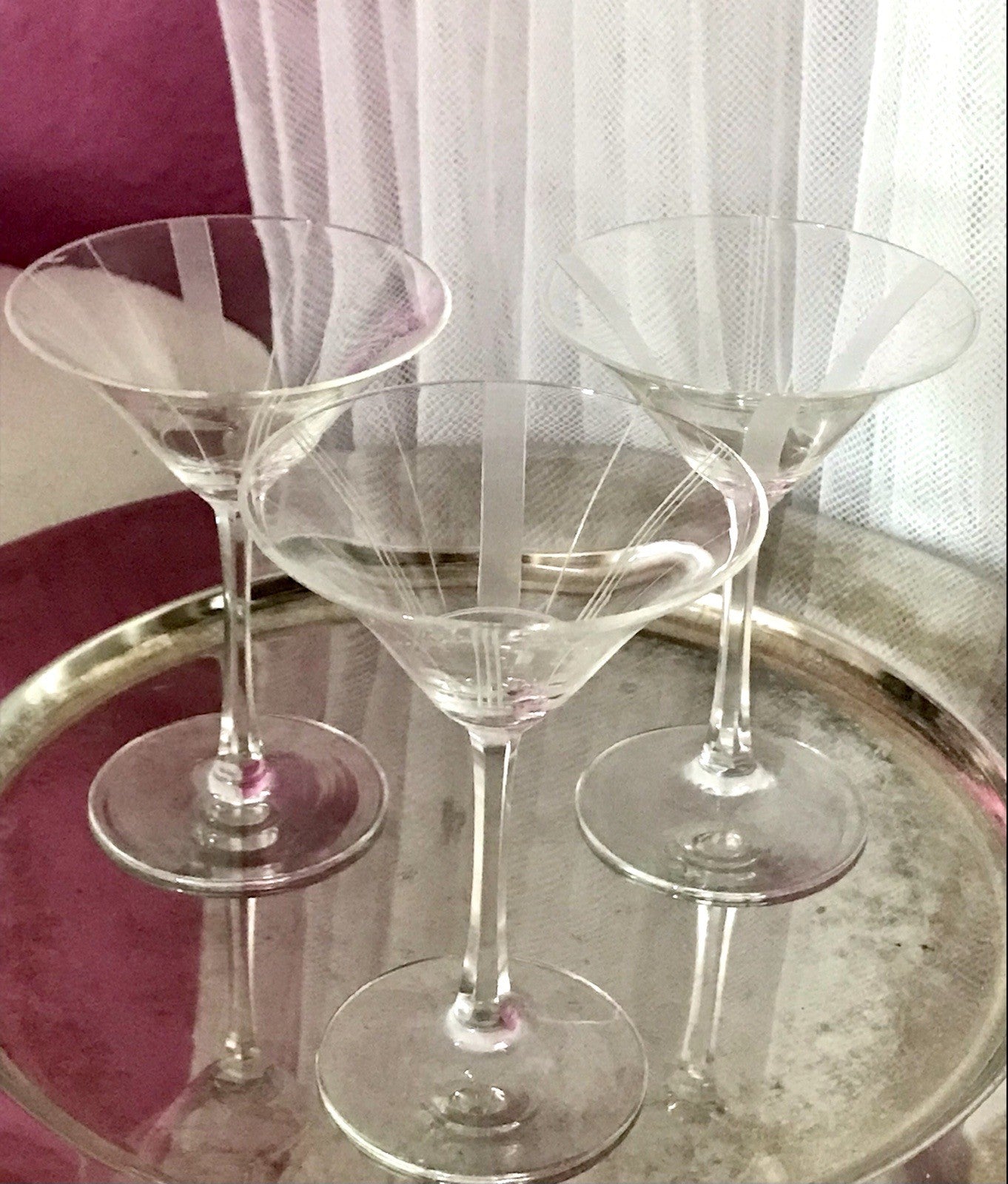 Antik Art Déco 3x Likörglas Gläser Zeus Otto Rakel 40er Weisswasser Silberstreif