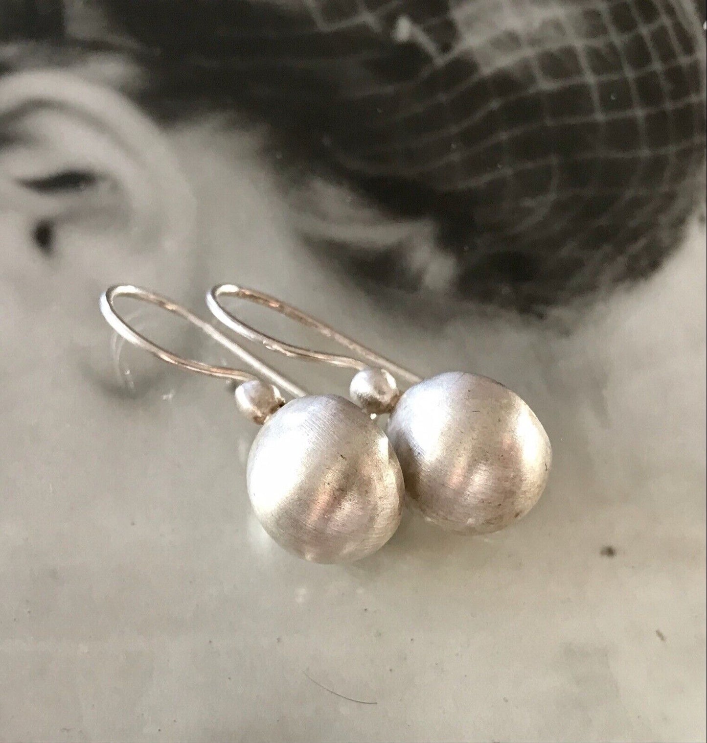 Ohrhänger Ohrringe DAMEN 925 Silber SUPER Design! mattiert elegant Halbkugel