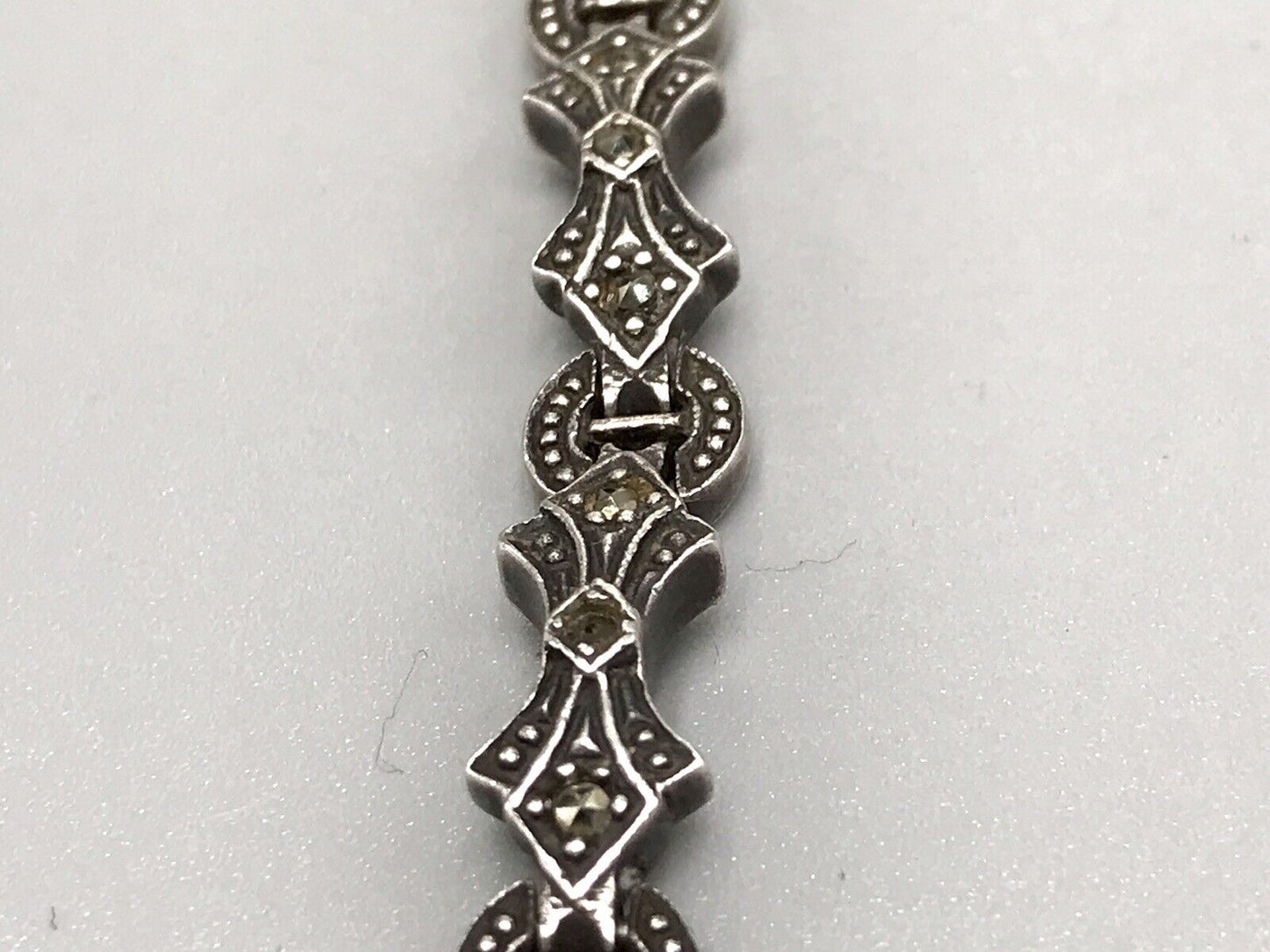 Vintage EDEL!!! Art Déco Stil 925 Silber Armbanduhr Damen Markasite wundervoll!