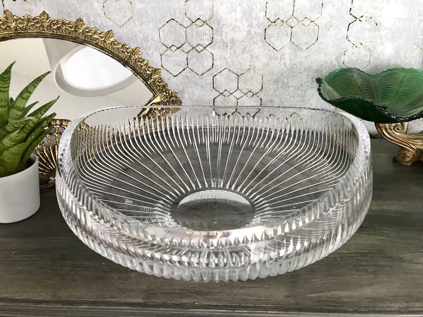 Vintage EDEL Bleikristall Schale Glasschale Kristallglas Glas Groß Schliff