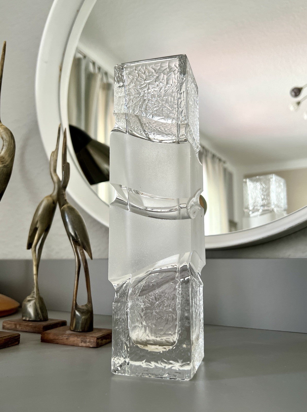Vintage Peill&Putzler 60er 70er Glas Vase Blockvase Glasvase Polar schwer