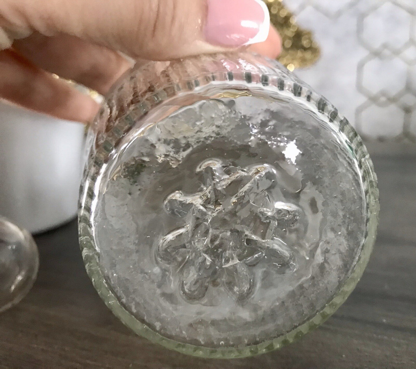 Antik Biedermeier kleine Karaffe Weinkaraffe Dekanter Glas graviert