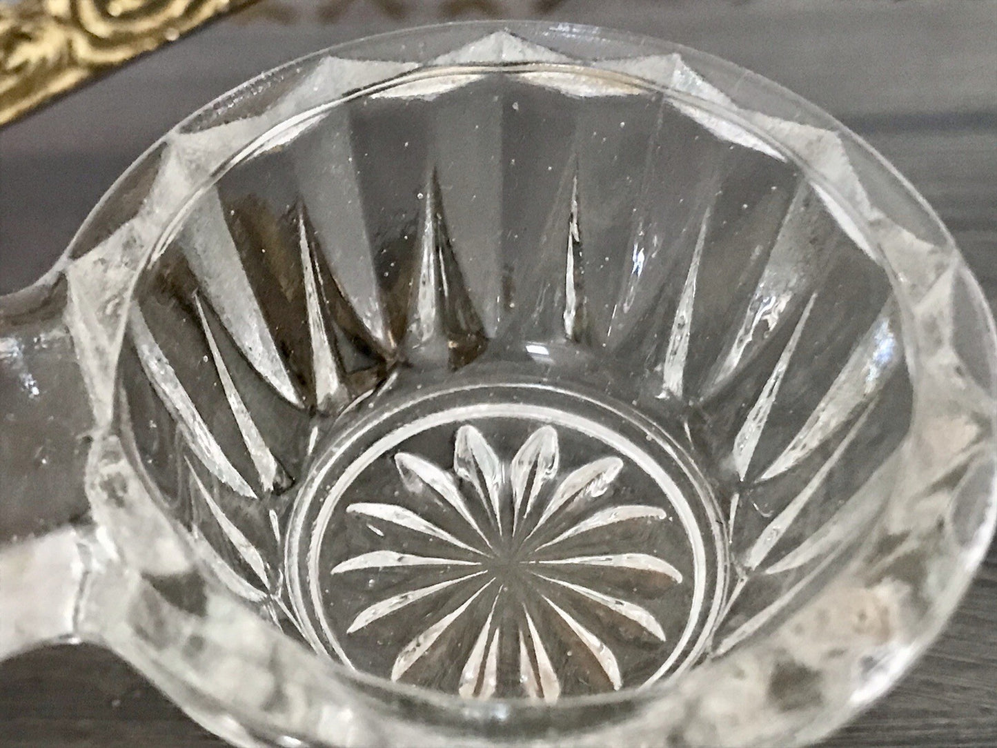 Antik Art Déco Pressglas Salz & Pfeffer Menage Saliere Gewürzständer Glas
