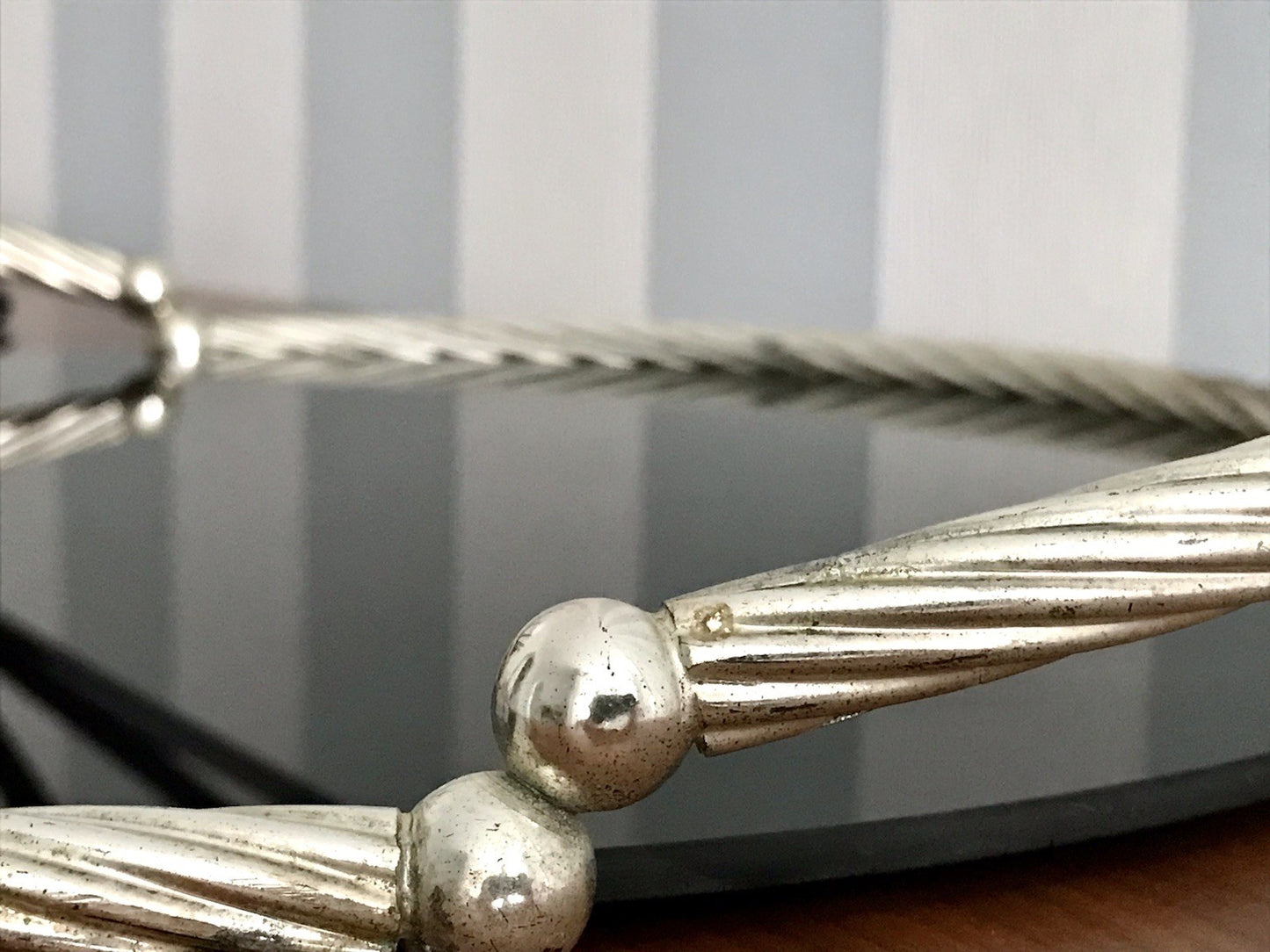 Vintage Designer Tablett Serviertablett versilbert Dimart ? Italien 80er Jahre