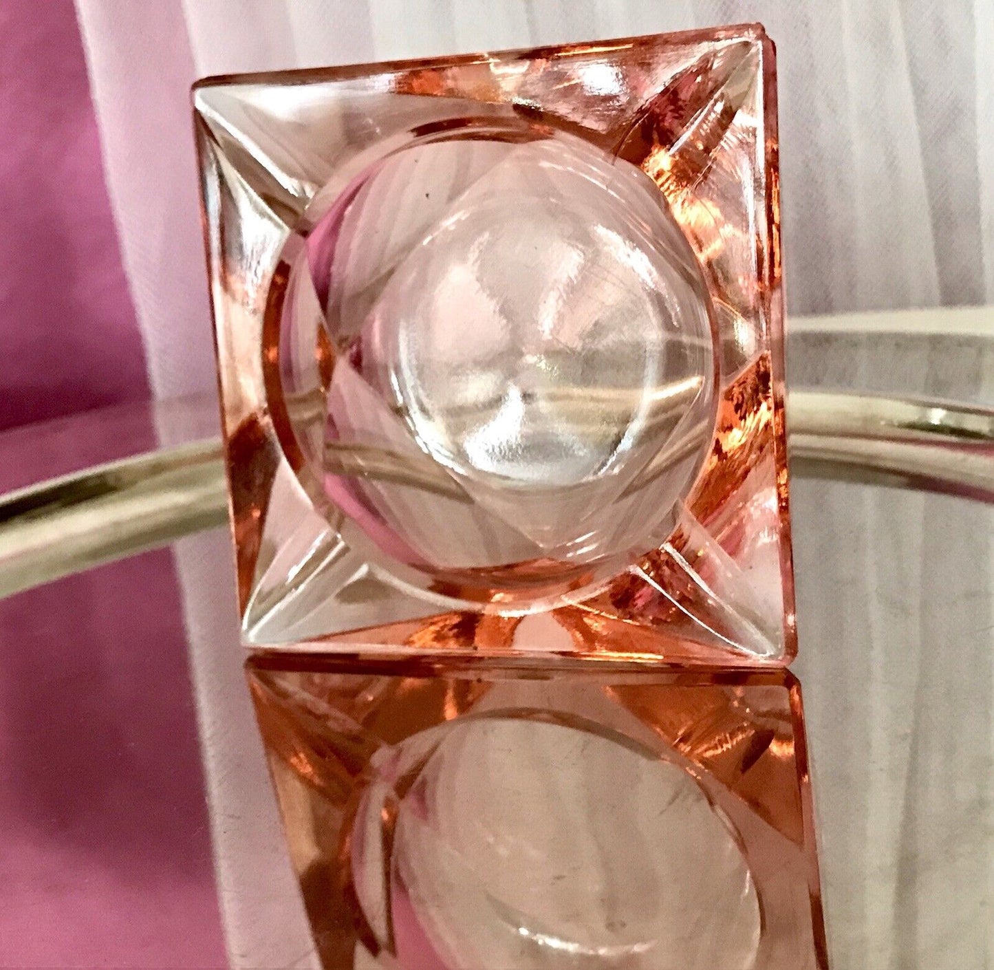 Antik Art Déco Aschenbecher Ascher Rosalin Pressglas Glas geometrisiert