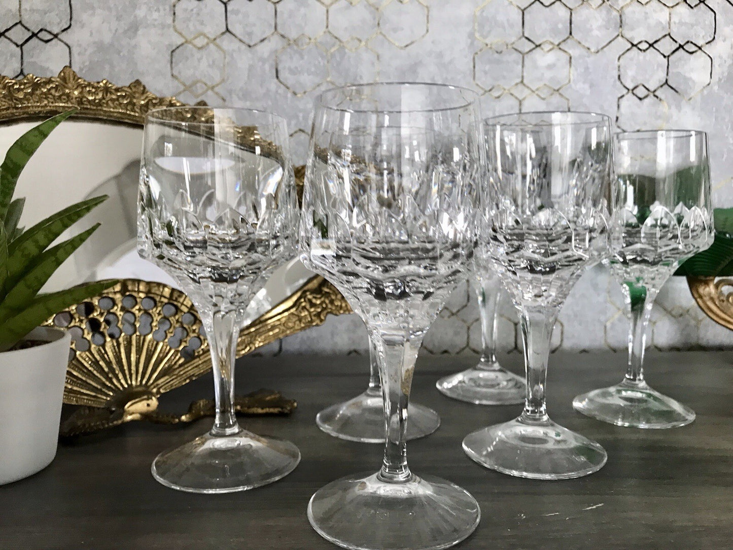 Vintage Edel 6x Weingläser Gläser Kristallglas Peill & Putzler Bleikristall