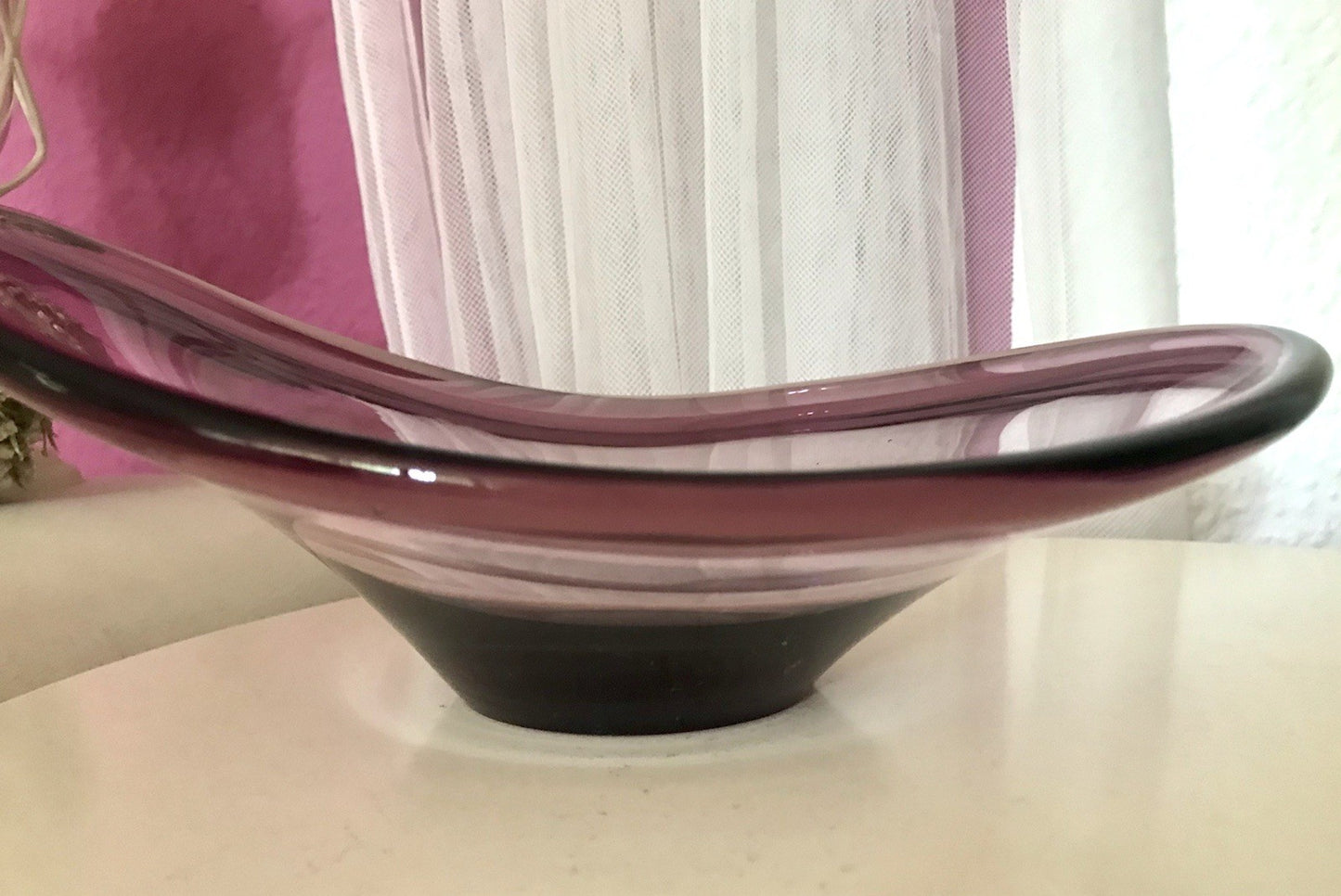 Murano Vintage Design Schale Glas beere aubergine Überfangglas