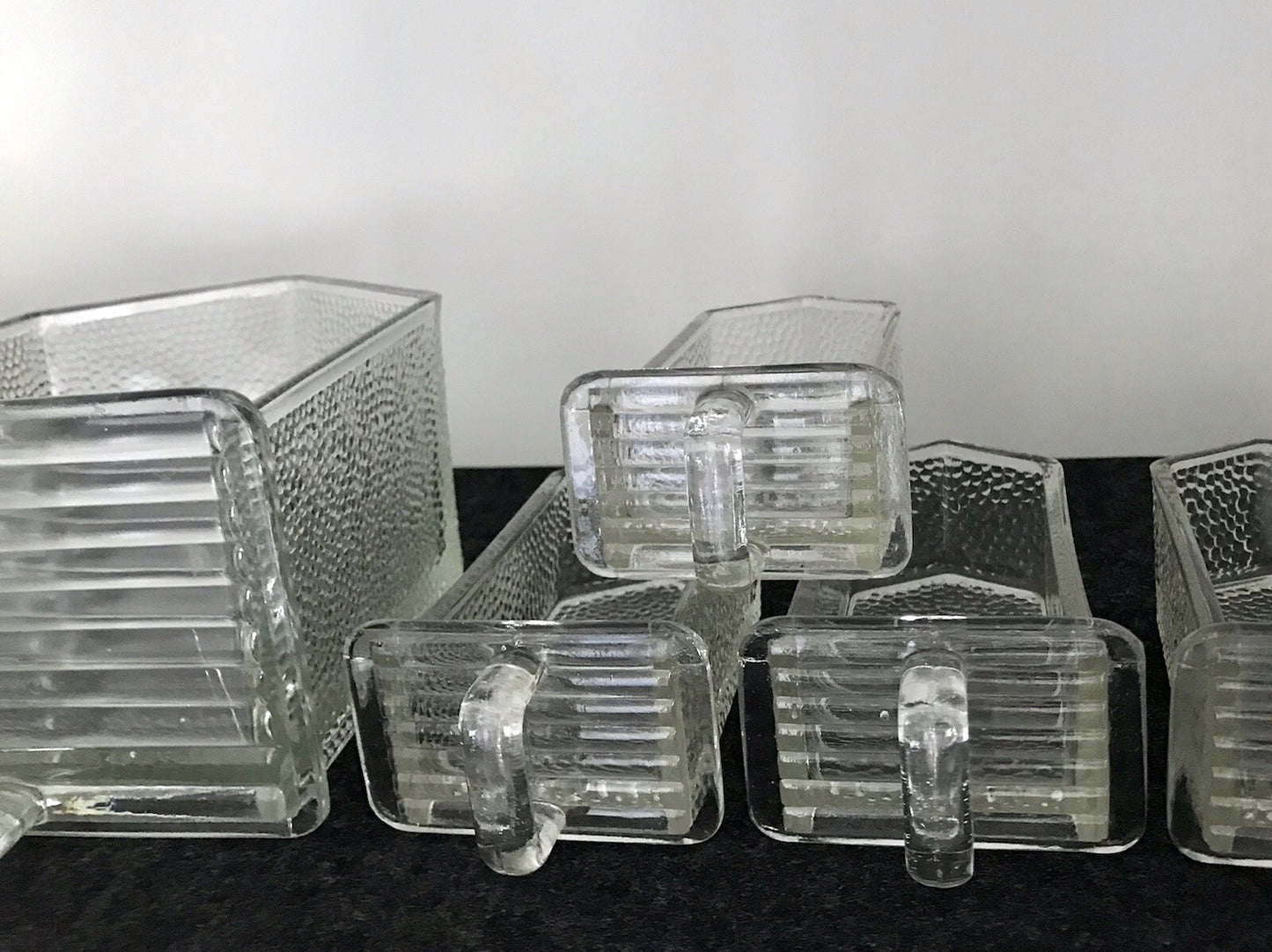 Antik 8 Art Déco Vintage Schütten Glas Pressglas Ponce Vorratsgefäße