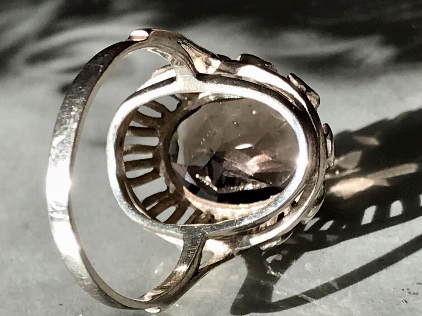 Vintage Edel Rauchquarz Stein DAMEN RING Silber 835 Gr.57 1,81