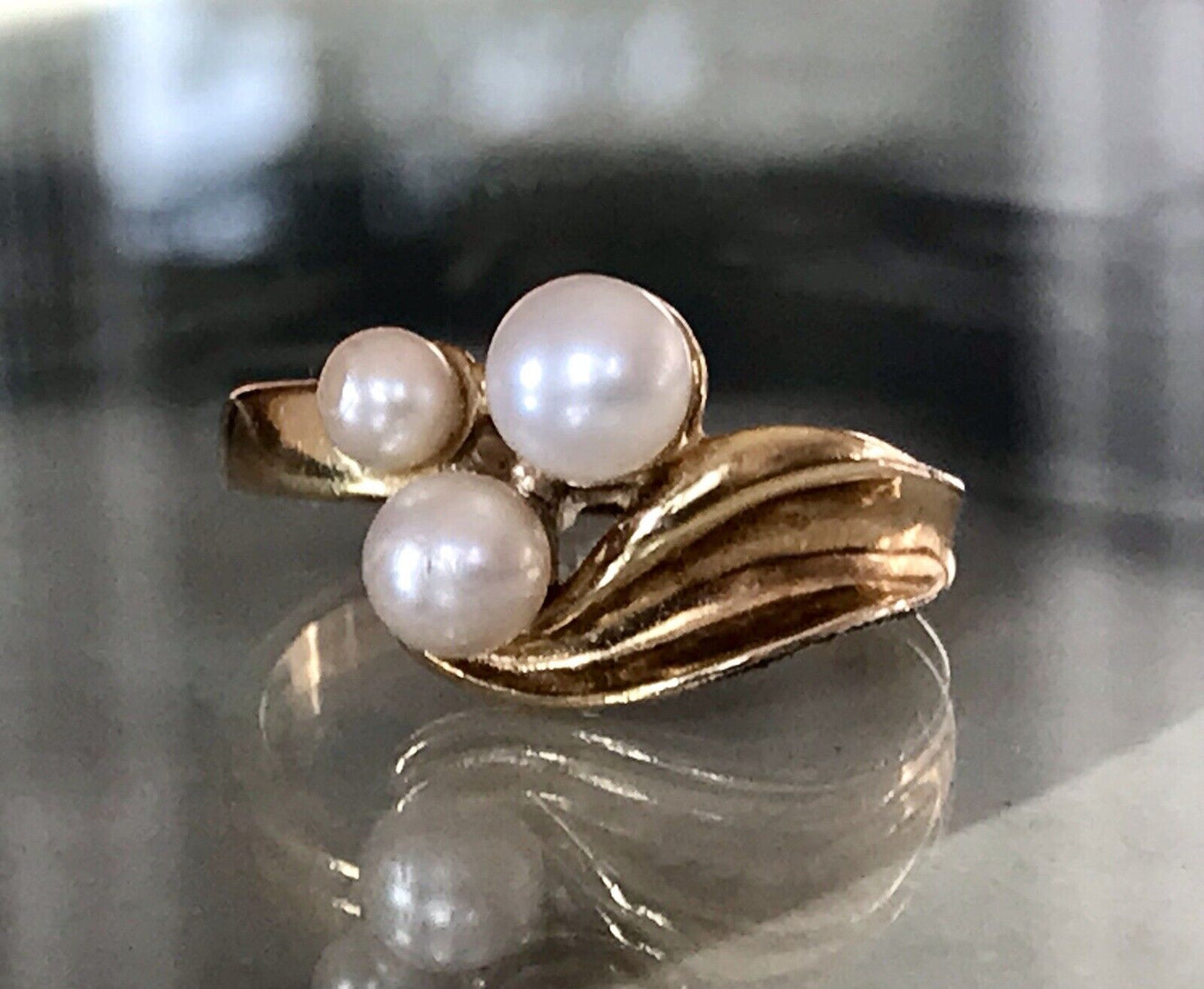 Majorica Edel DAMEN RING Perlen Gr.56 57 vergoldet 925 Silber
