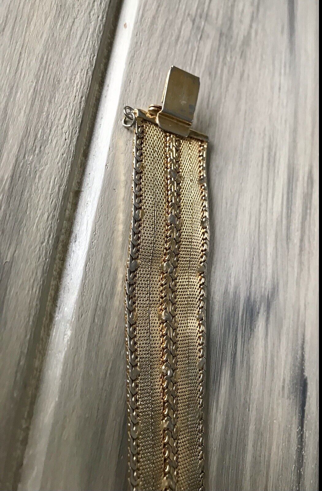Vintage breites Teppicharmband Armband vergoldet Amerik. Doublè