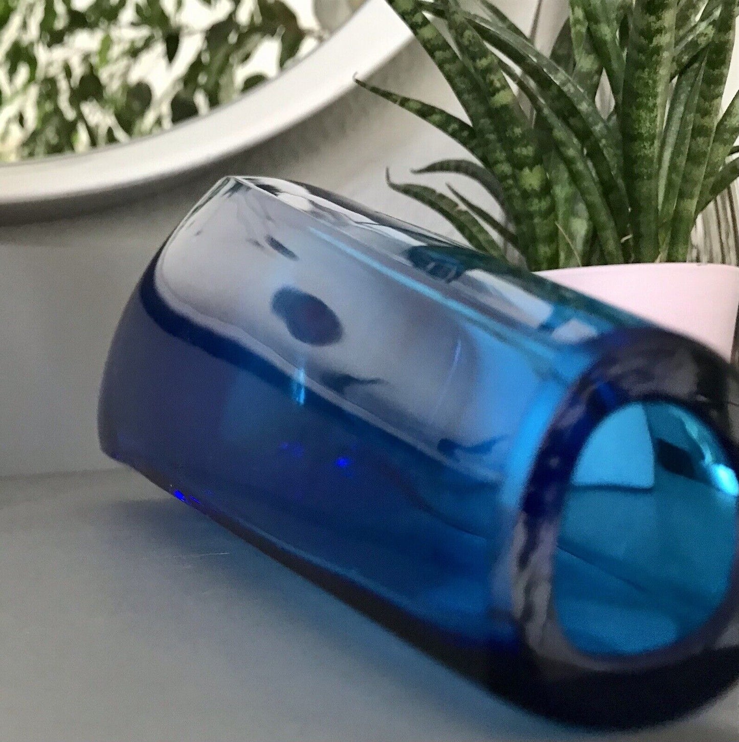 Murano ? Vintage 60er Glasvase Vase Blau Kristallglas Edel Schwangere Elke