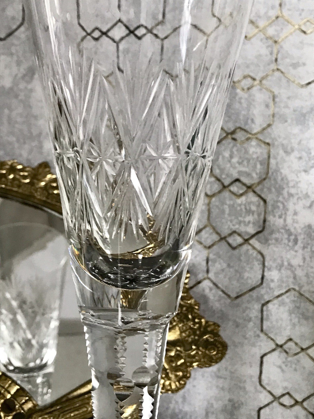 Antik Adenken Glas Pokalglas Kelch Pokalkelch Luftblasen Monogramm Jugendstil