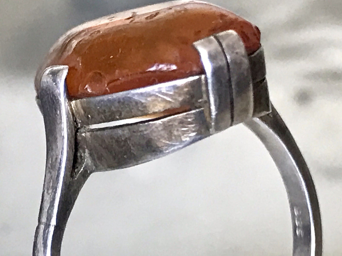 Alt Vintage Edel Bernstein DAMEN RING Silber 835 Super Design Gr. 56 57 schön!