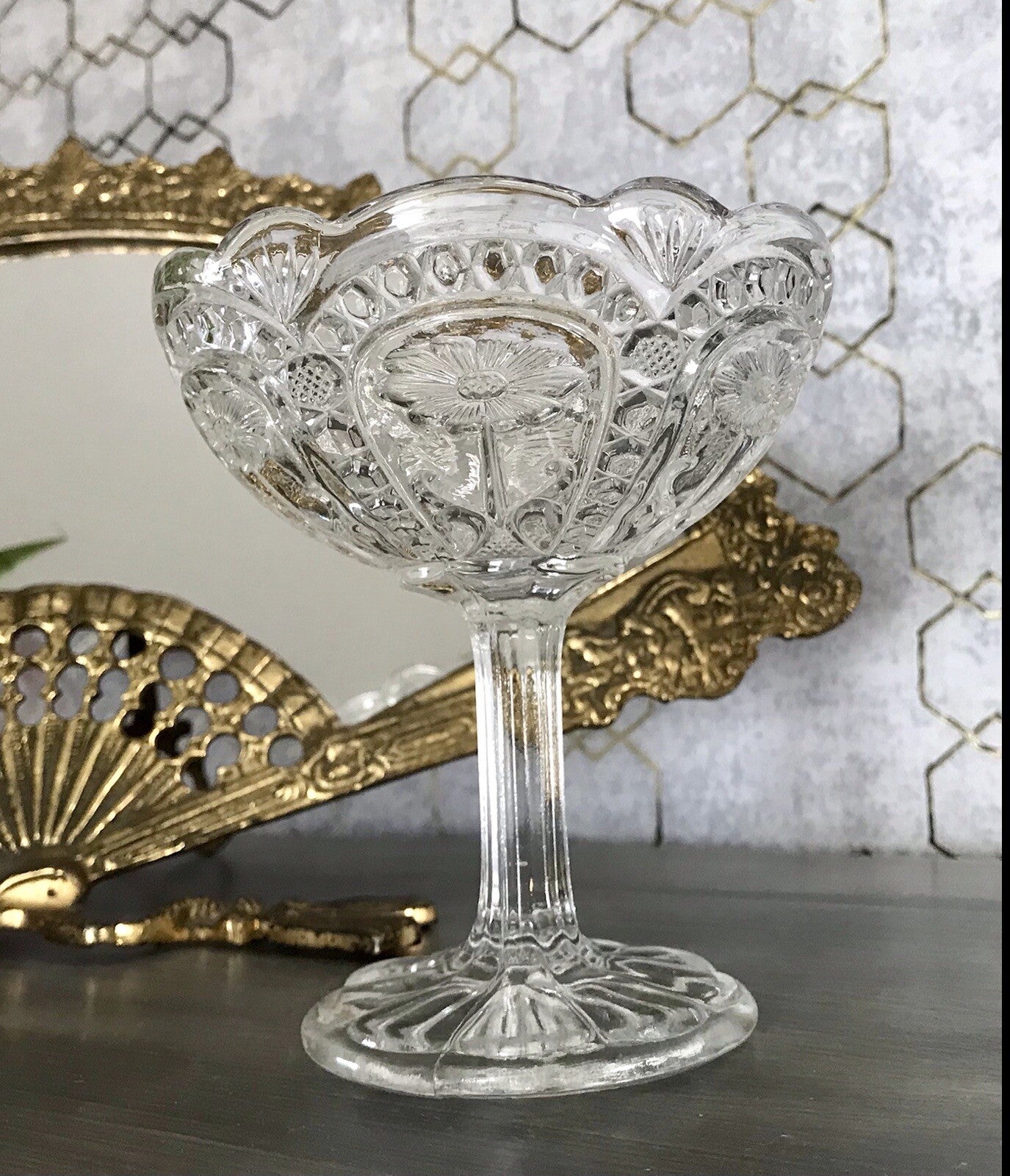 Art Déco 1931 Pressglas Antik Glas Marquerite Brockwitz Fußschale