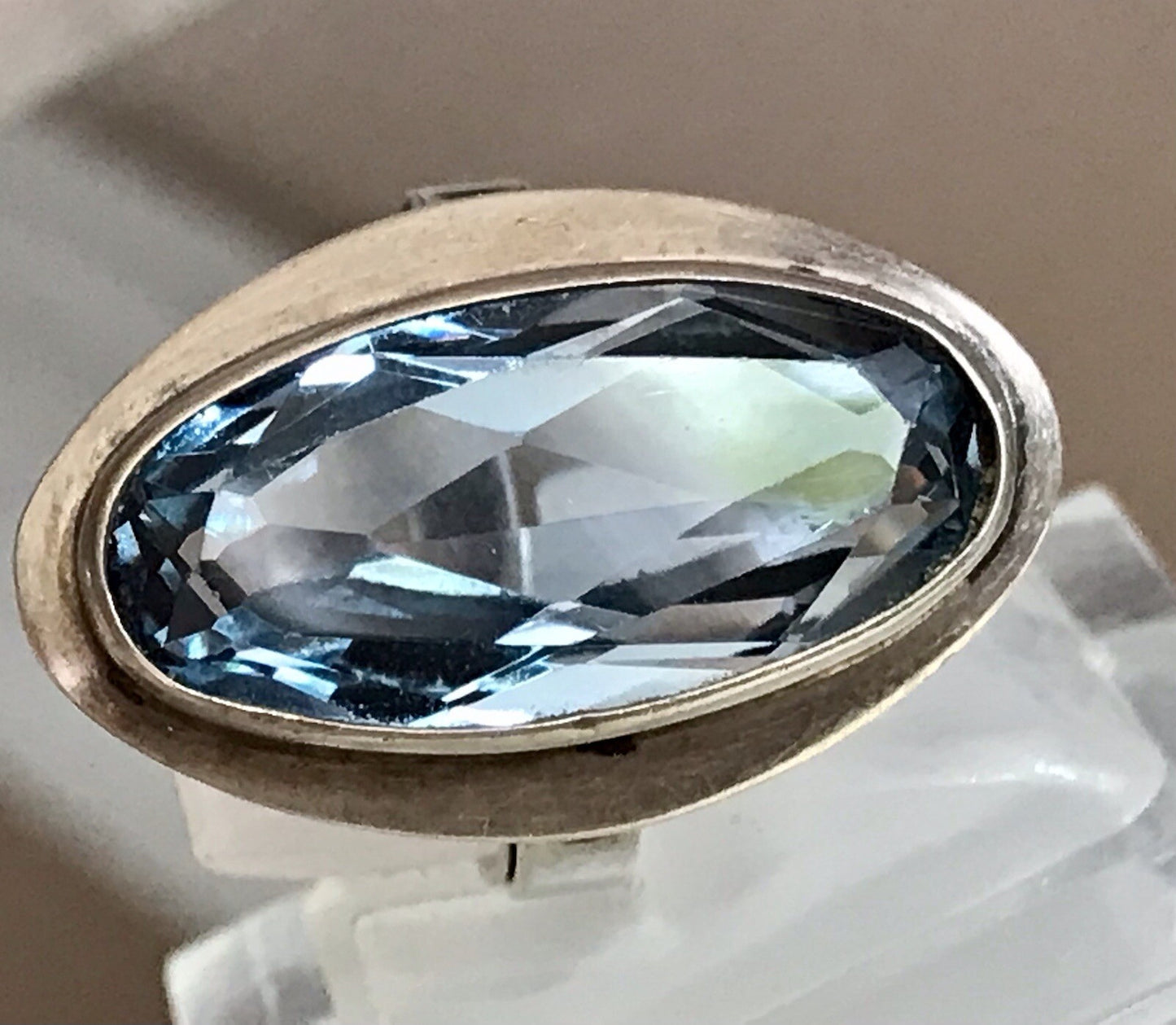 Vintage Edel DAMEN RING Silber 835 blauer Stein Topas? Gr.52 16,5