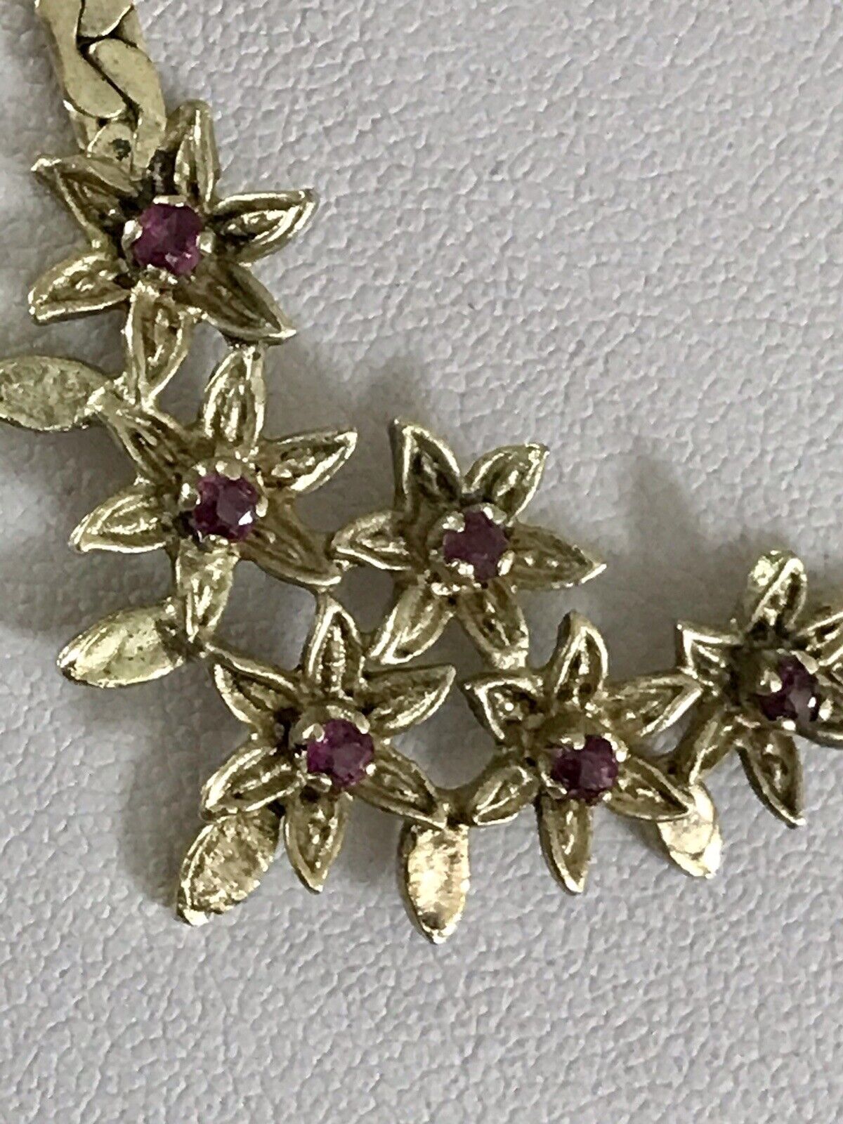 Antik Edel Jugendstil 925 Silber vergoldet Collier Halskette Rubine