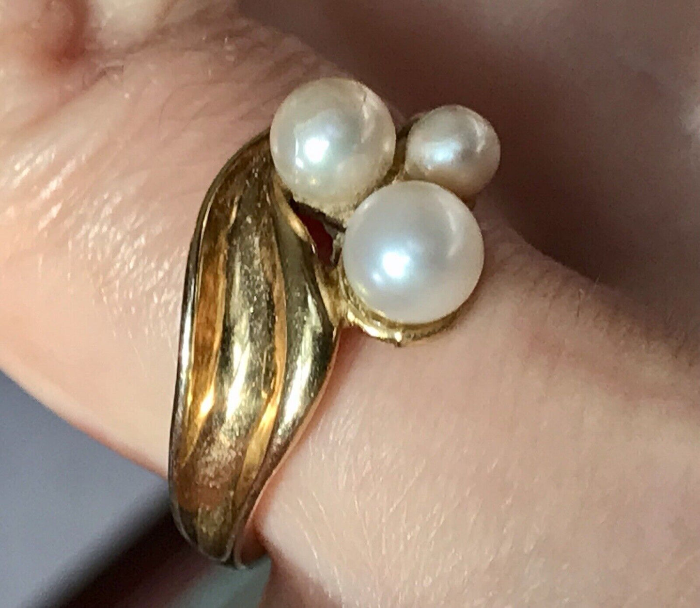 Majorica Edel DAMEN RING Perlen Gr.56 57 vergoldet 925 Silber