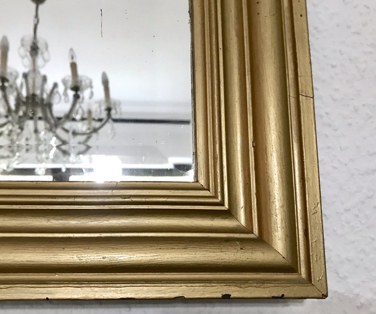 Antik Spiegel facettiert 1900-20 Jugendstil Art Déco Weichholz Wandspiegel gold