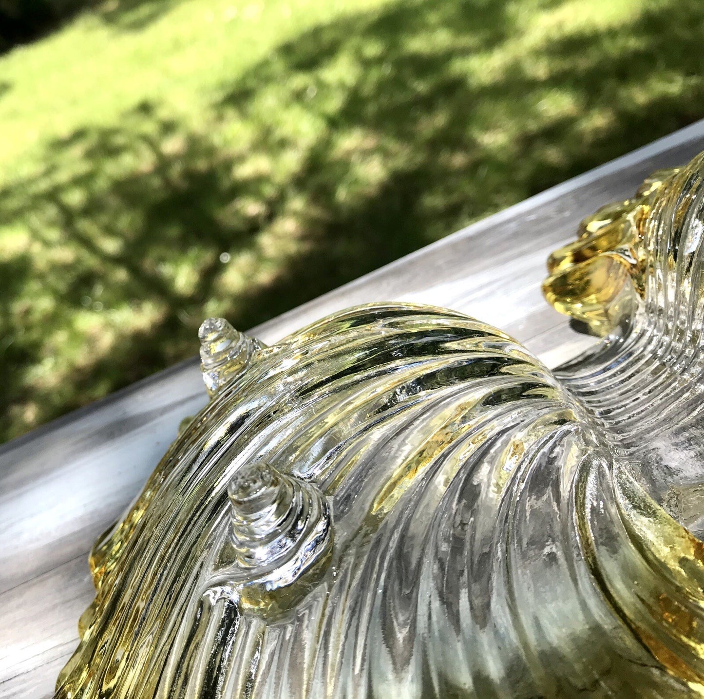 Vintage 70er Glas Schale Anbietschale Muschel Walther Glas Kultig gelb