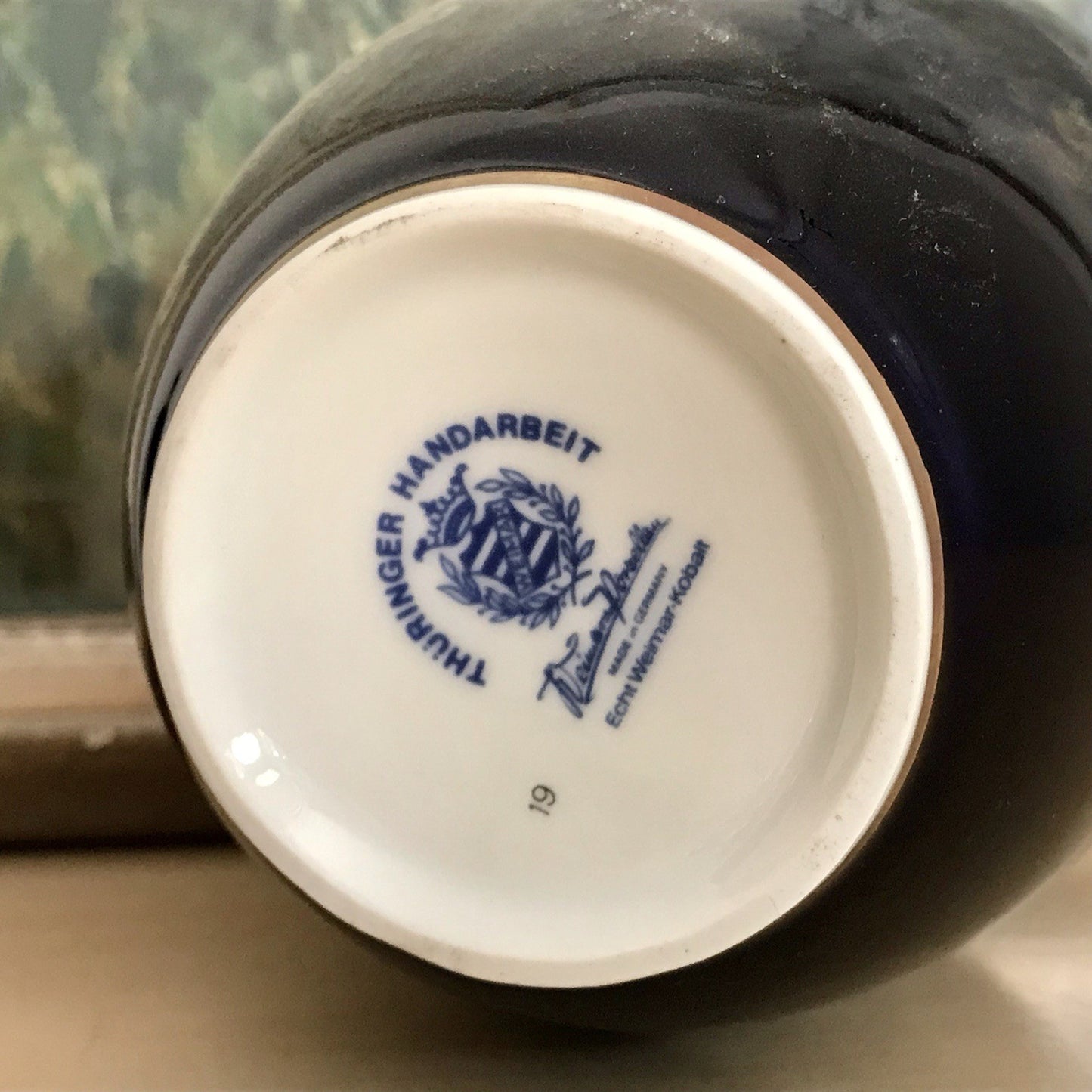 Vintage Alt 1 Porzellan Prunkvase Vase Echt Kobalt blau bunt Weimarer Porzellan