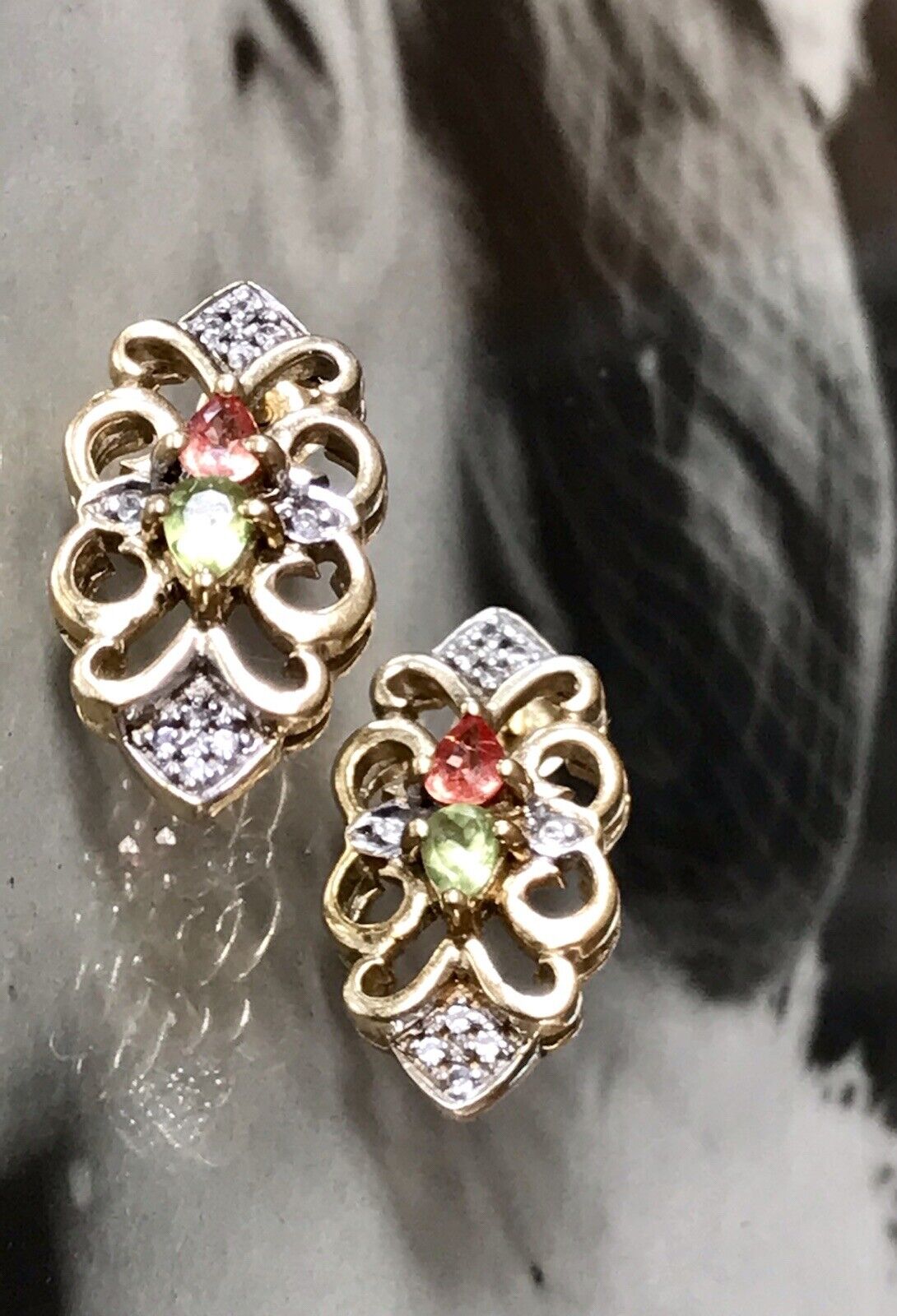 Cavill Ohrringe Ohrstecker DAMEN Silber vergoldet gold Vintage Stil Edelsteine