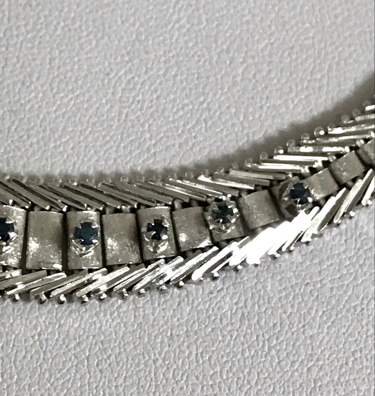Antik Edel Art Déco 835 Silber Collier rhodiniert Halskette blau Steine Armband