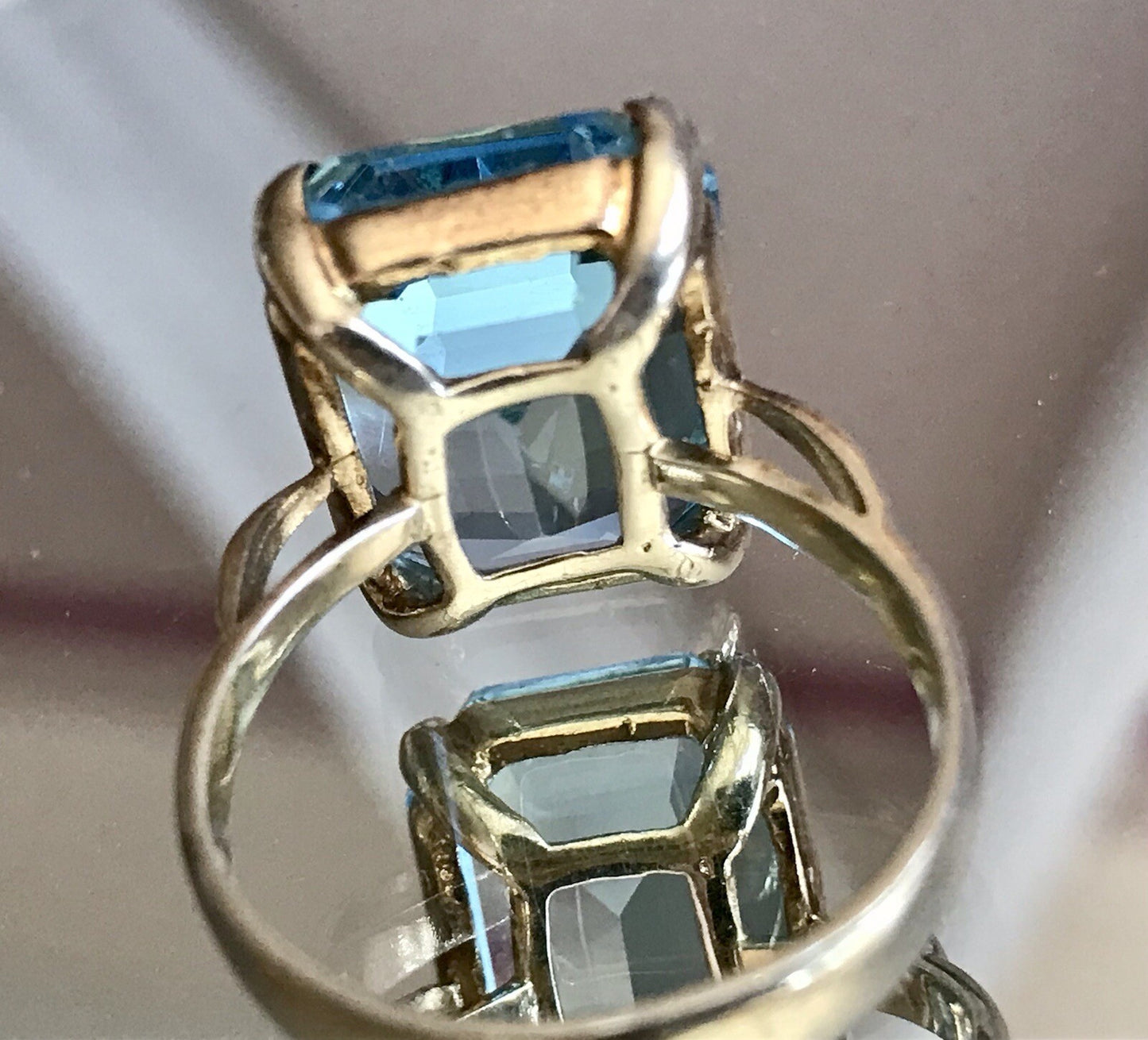 Vintage alt Damen Ring blauer Stein Silber vergoldet 925 Gr.59 18,8 wunderschön!