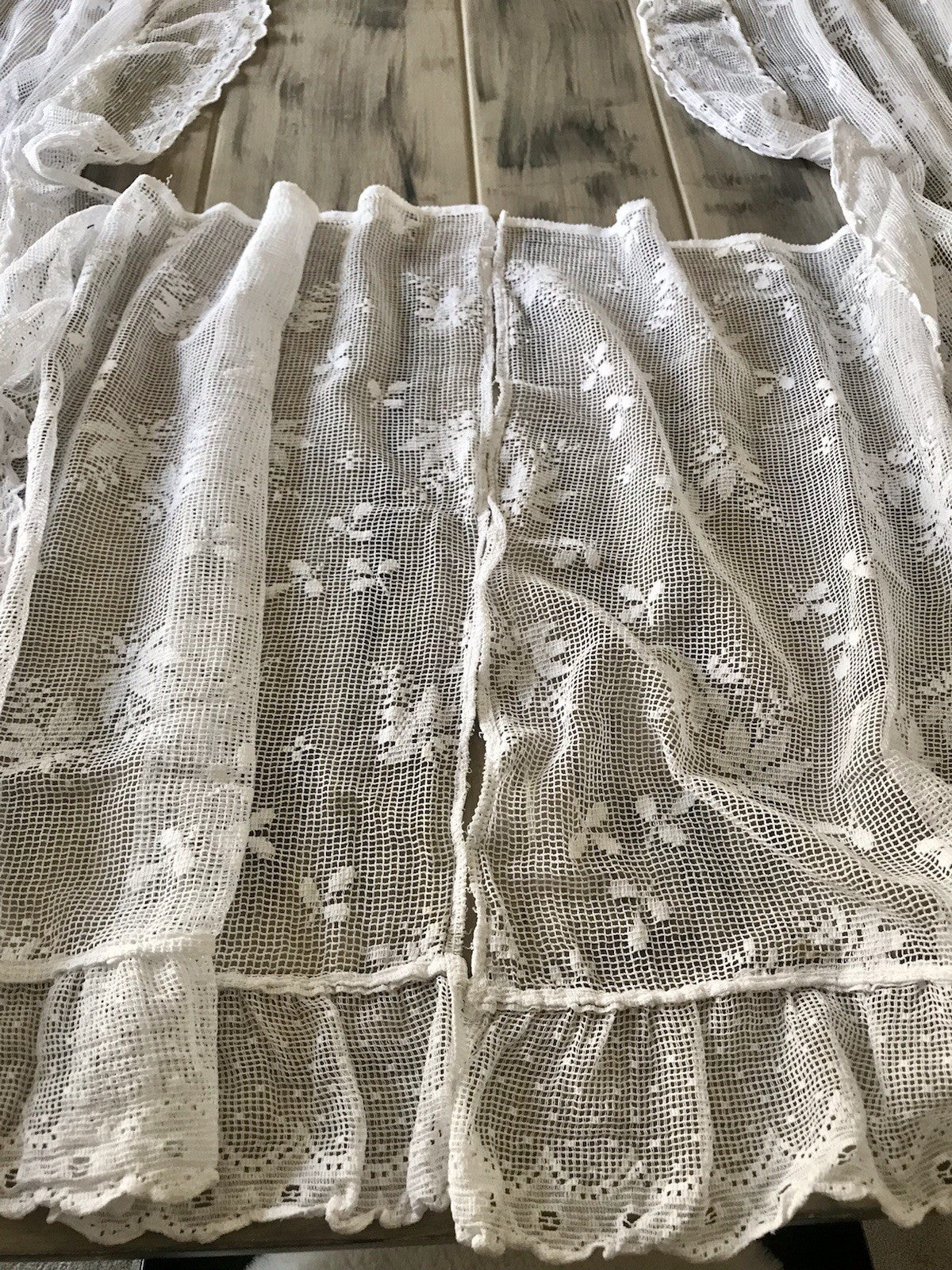 Antik Set 5tlg Fenster Gardine Vorhang Volant Baumwolle Musselin? Filetspitze