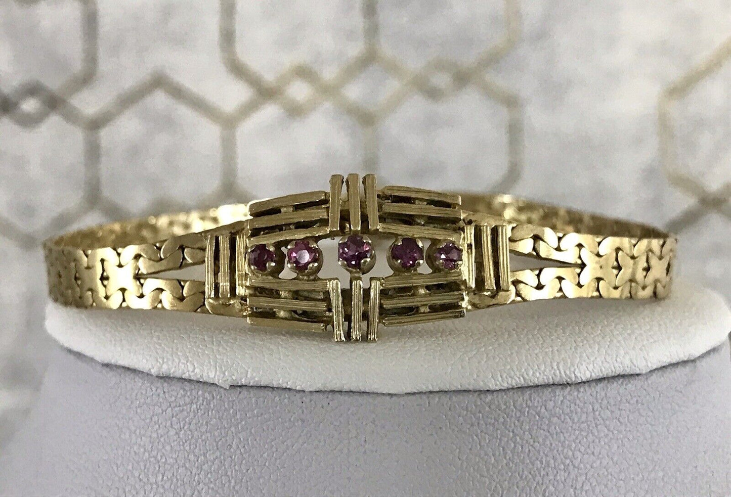 Antik Art Déco 835 Silber Armband vergoldet Rubine WUNDERVOLL