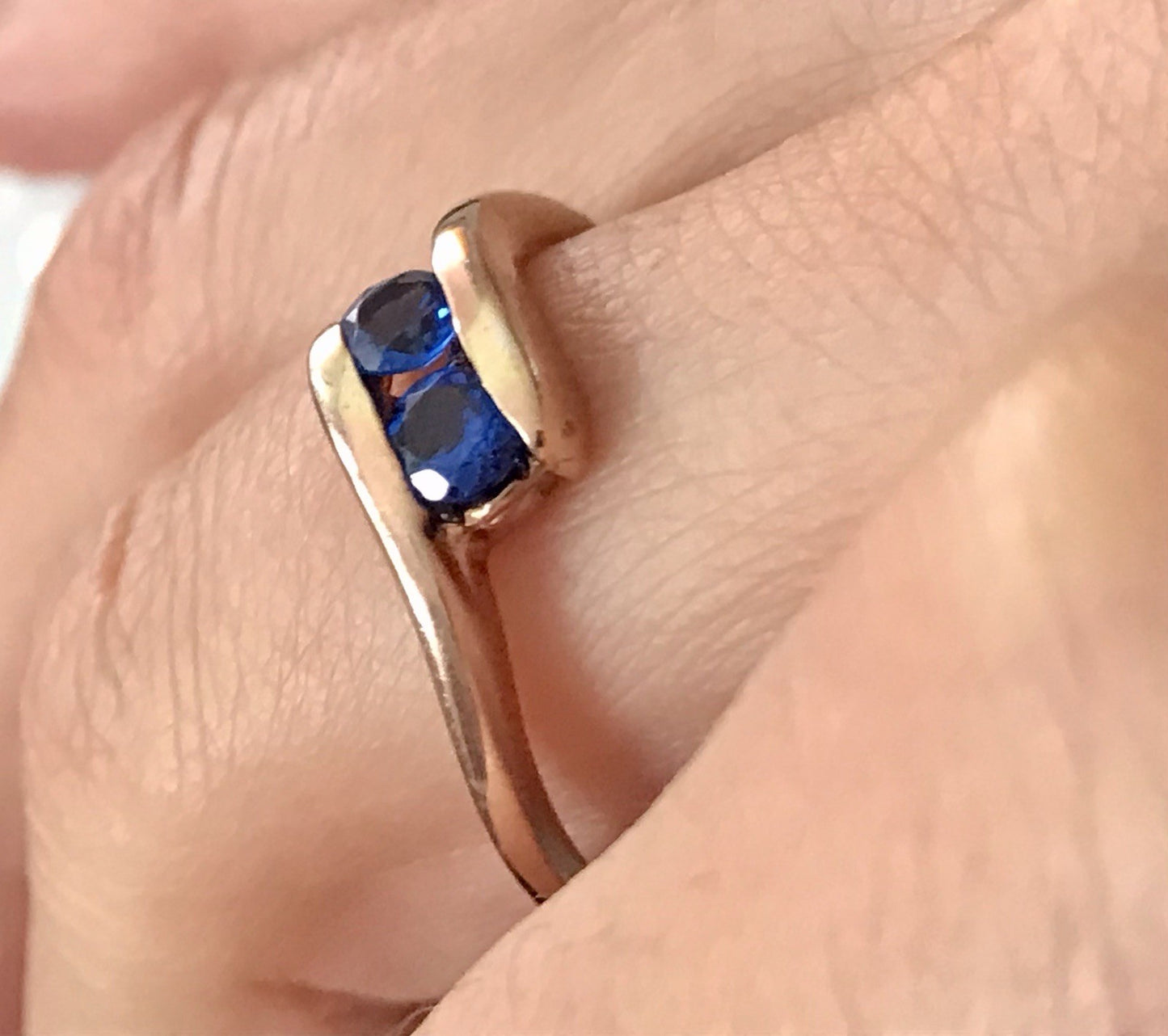 Vintage Ring blaue Steine Saphire? Silber 925 vergoldet ~Gr.64