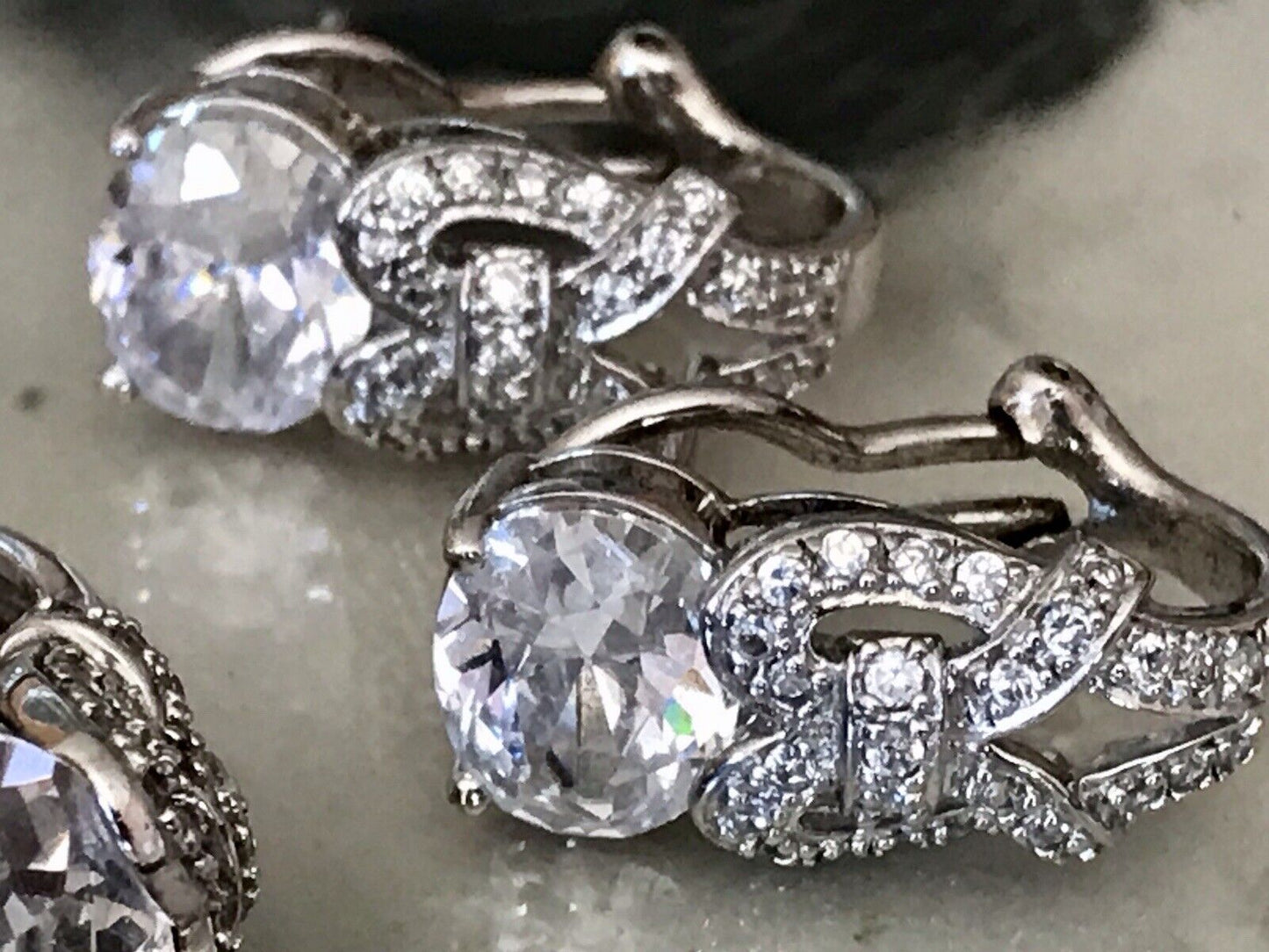 Edel Schmuck Set DAMEN RING & Ohrringe Silber 925 Gr.63 Steine Cubic Zirkonia