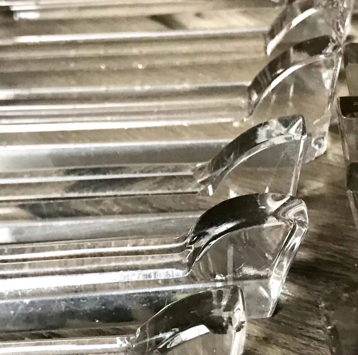 Alt Antik 8+1 französische Art Déco Messerbänkchen Kristallglas Glas