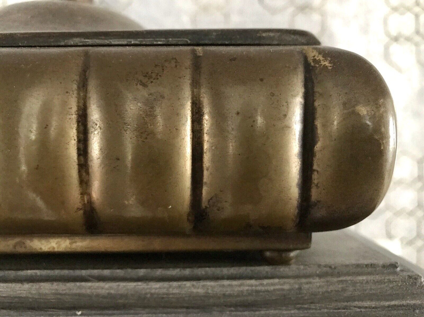Antik Art Déco Raucherset Zigarren Dose Schneider Aschenbecher Messing