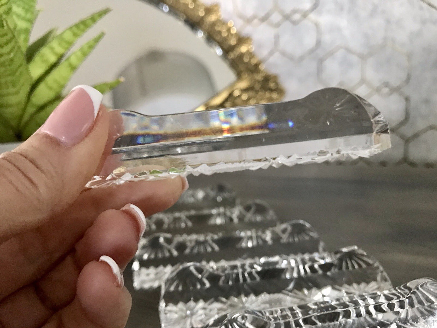 Alt antik? 6 Art Déco Messerbänkchen Kristallglas Glas EDEL Schliff