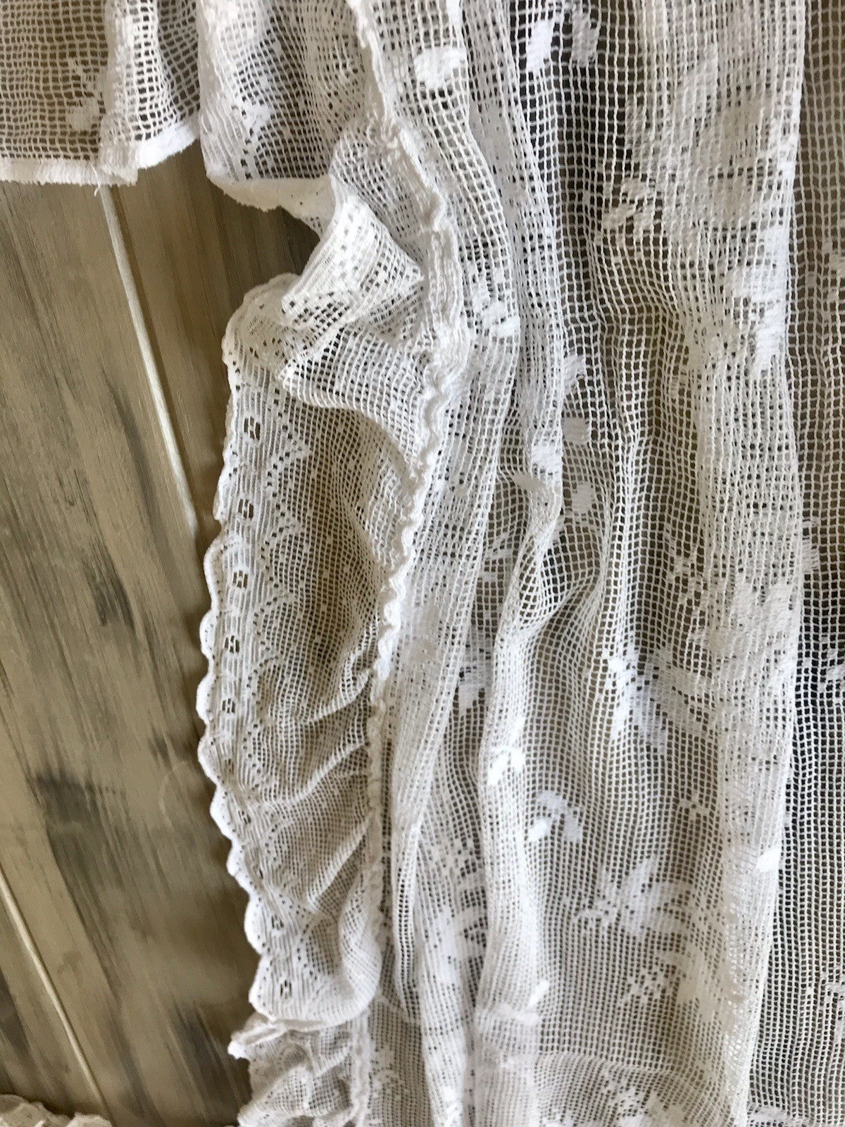 Antik Set 5tlg Fenster Gardine Vorhang Volant Baumwolle Musselin? Filetspitze