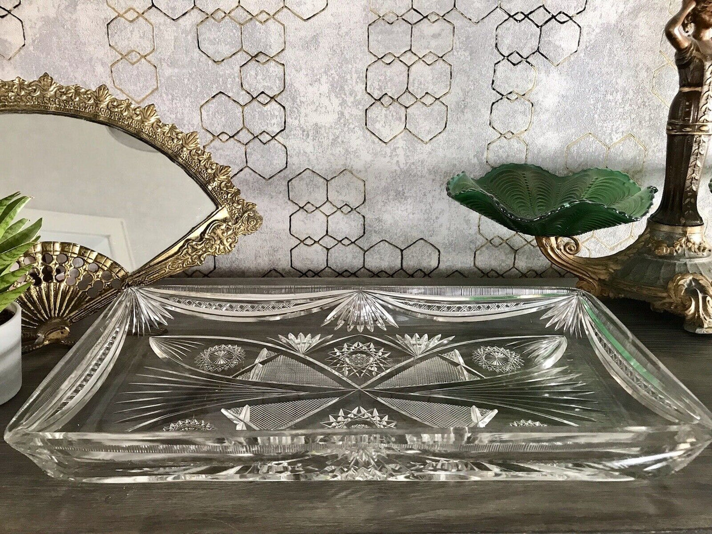 Antik Bleikristall Schale Glasschale Kristallglas Glas Schliff EDEL Groß