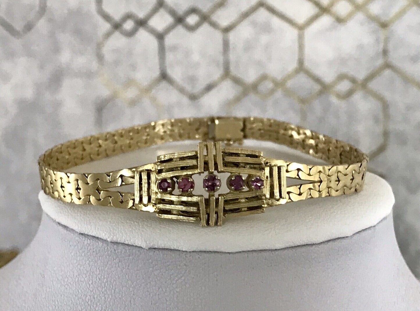 Antik Art Déco 835 Silber Armband vergoldet Rubine WUNDERVOLL
