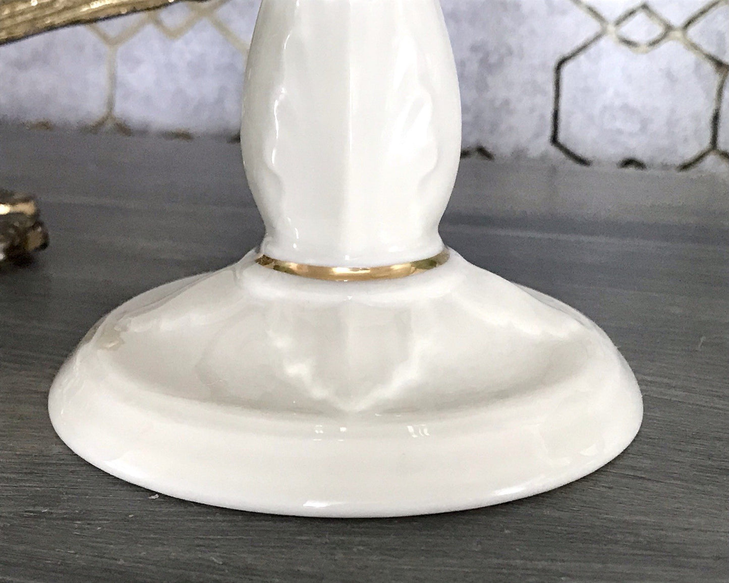 Antik Porzellan Fußschale Schale auf Fuß USA Lenox elfenbein gold Blume