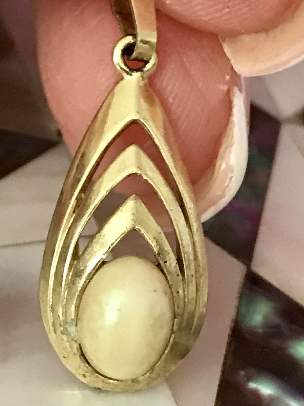 Vintage Designer Anhänger Perle Amerik. Doublè vergoldet