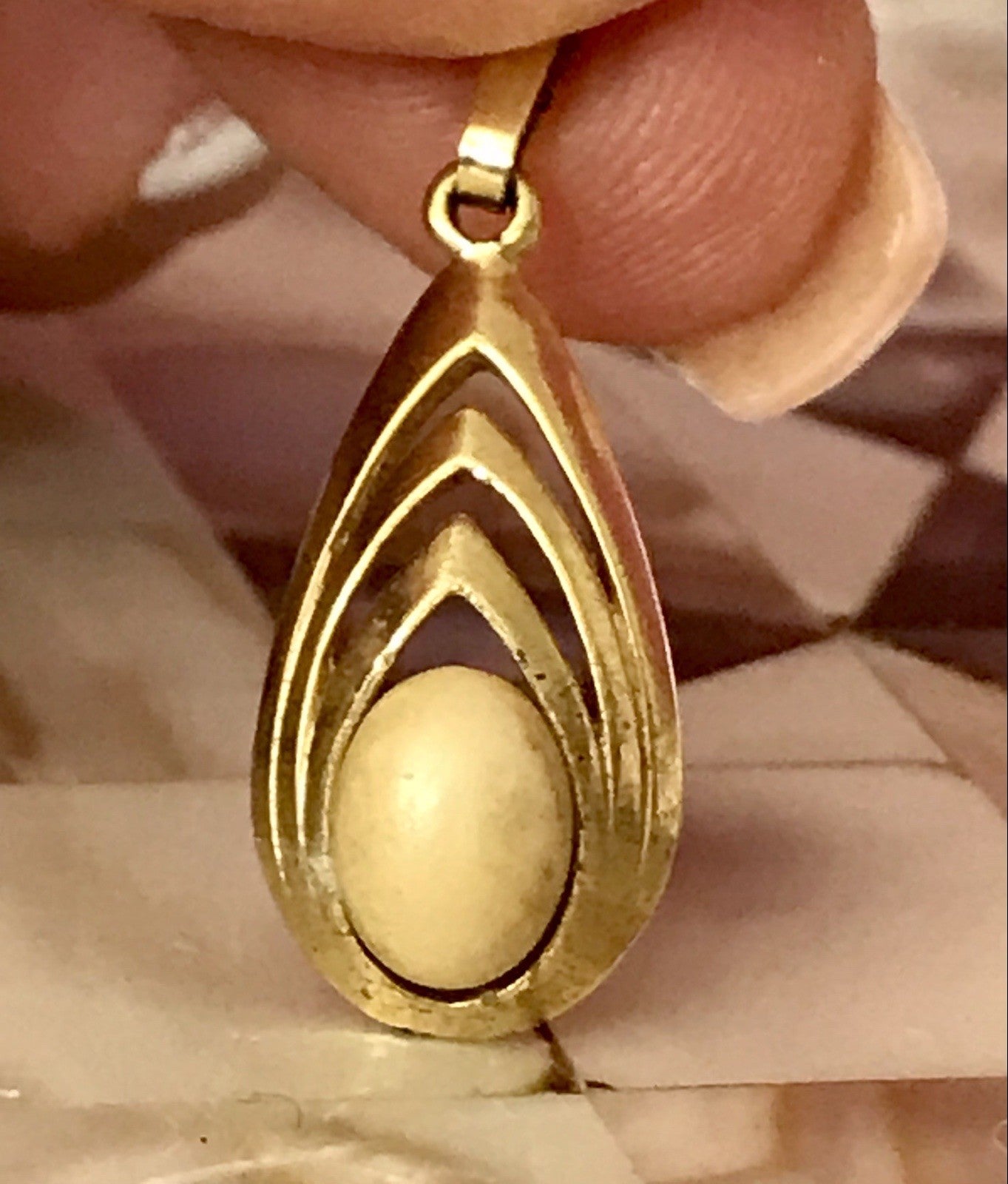 Vintage Designer Anhänger Perle Amerik. Doublè vergoldet