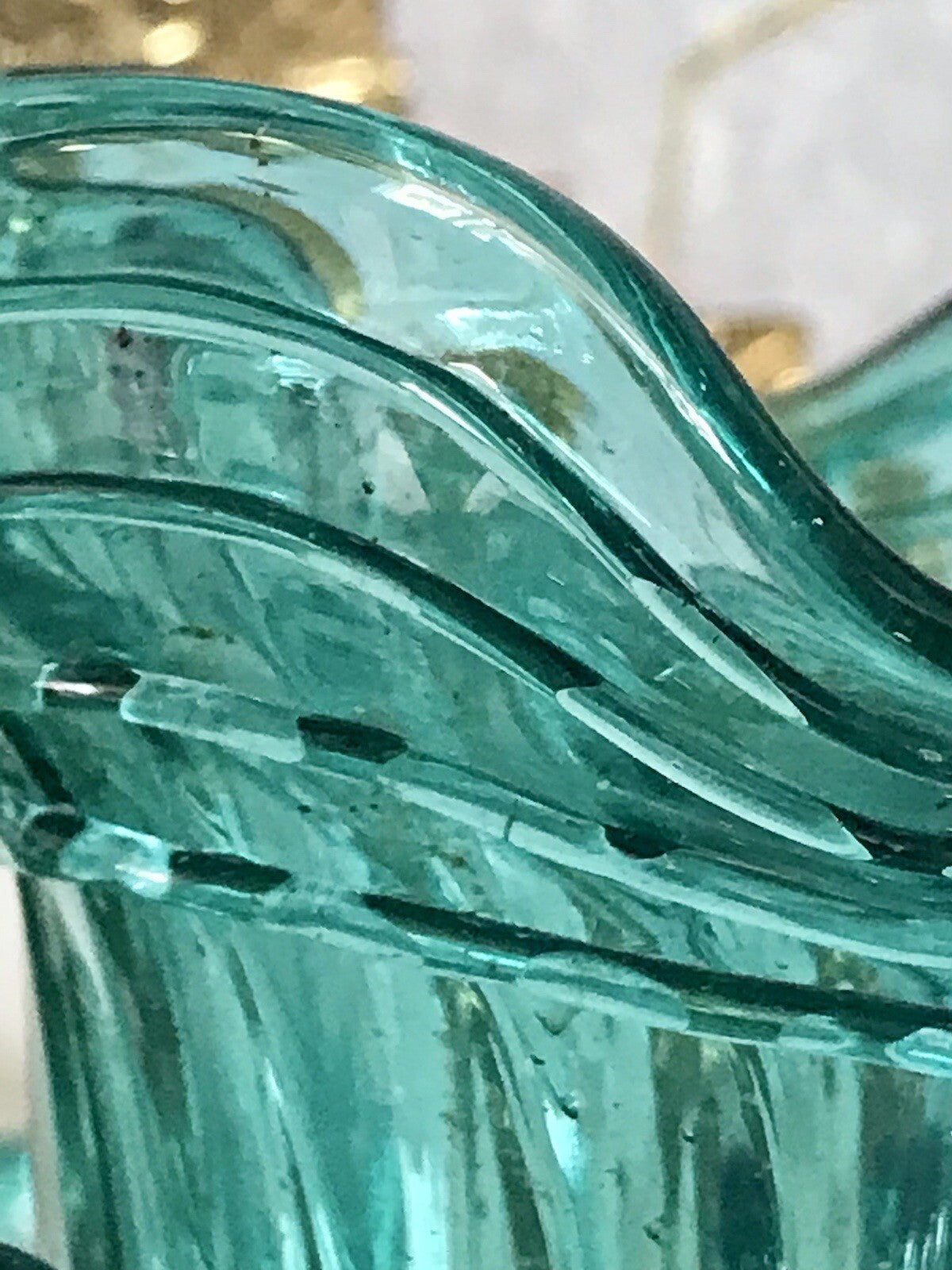Antik Glasvase Vase Türkis Blau Glas Abriss Aufschmelzungen Murano?