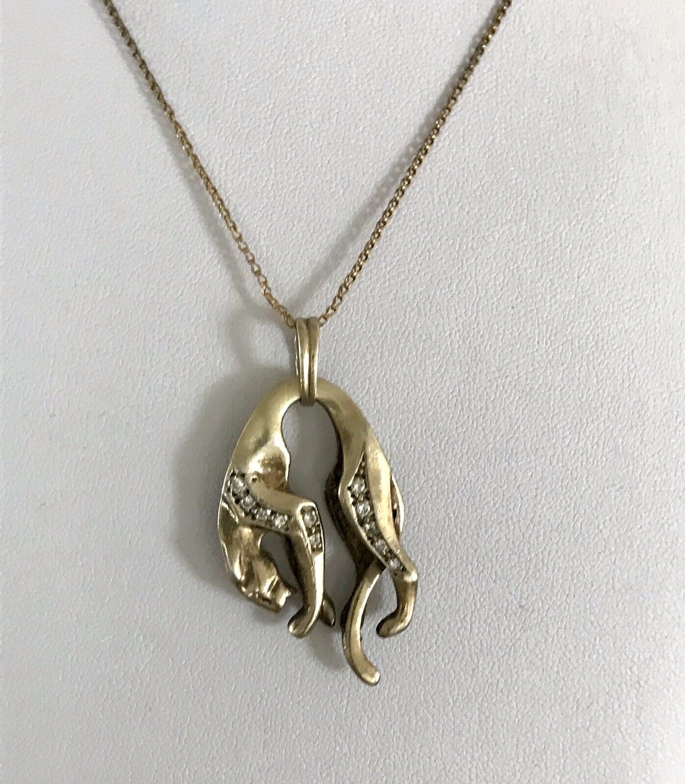 Vintage Edel groß Anhänger 925 Silber Super Design vergoldet hängender Panther