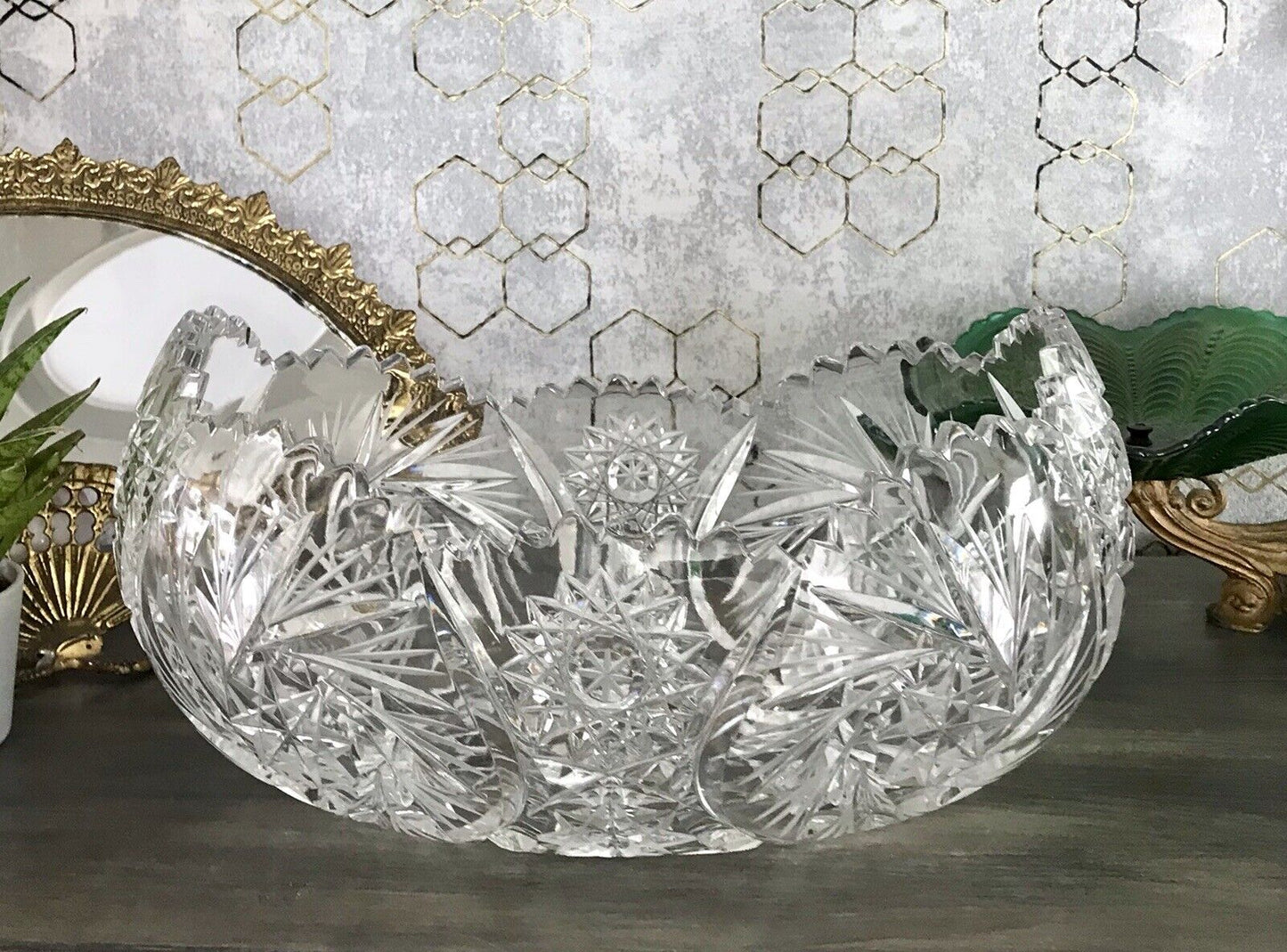 Groß EDEL Bleikristall Schale Glasschale Jardiniere Kristallglas Glas Böhmen