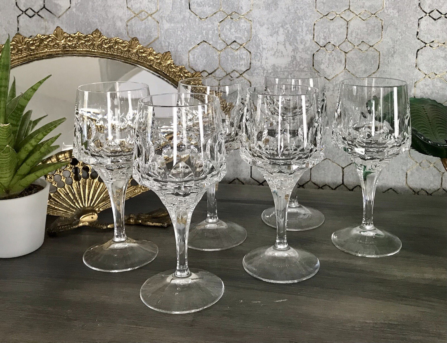 Vintage Edel 6x Weingläser Gläser Kristallglas Peill & Putzler Bleikristall
